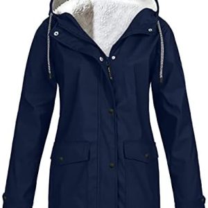 maisdgop Women's Sherpa Lined Winter Coats - Mid Length Heavy Jackets with Thickened Windproof Design and Fur Hood for U