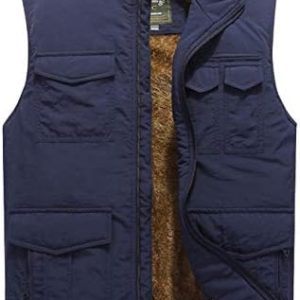 Vcansion Men's Outdoor Casual Stand Collar Padded Vest Coat – Lightweight Insulated Jacket for Hiking and Everyday Wear