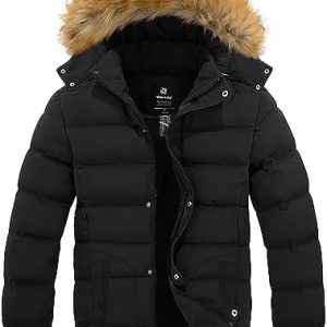 Wantdo Men's Winter Puffer Jacket - Warm Thicken Coat with Hood for Cold Weather - Eco-Friendly Recycled Material - Styl