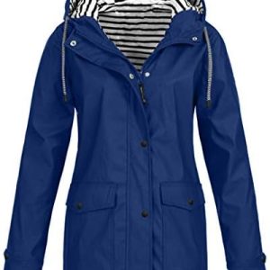 maisdgop Waterproof Long Hooded Raincoats for Women - Winter & Fall Travel Hiking Windbreaker Outerwear with Functional